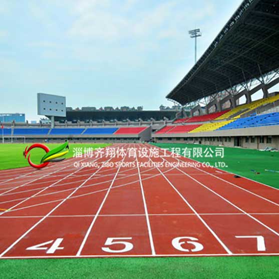 填料机榜-齐翔复合型塑胶跑道体育设施工程不脱粒耐磨防滑抗紫外线不易老化弹性强(图1)